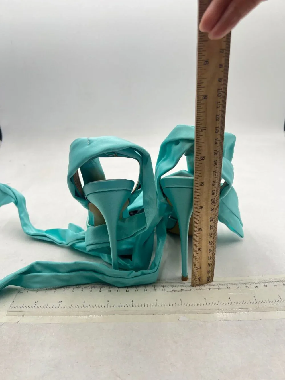 FSJ Turquoise Strappy Ankle Wrap Sandal Ribbon Lace-up Stiletto High Heels Pump